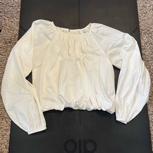 Anthropologie Maeve white cropped bubble blouse